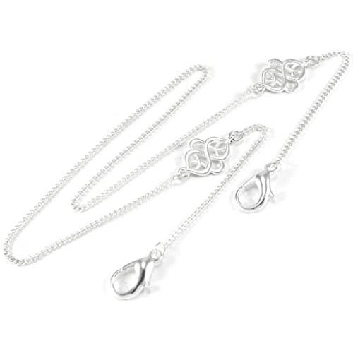 Brenda Elaine Jewelry Womens Mask Lanyard Necklace Silver Celtic Knots, 25 Inches, Large Lobster Clasps, Fits Most Masks