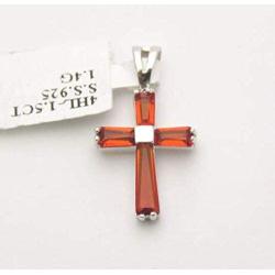 P0157 Cross Mt St Helens Green Helenite May Birthstone Sterling Silver Pendant