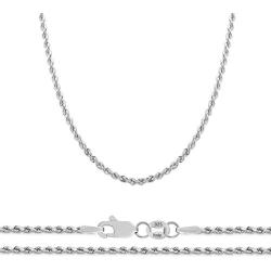 Orostar Sterling Silver 2mm and 2.5mm and 3mm Diamond-Cut Rope Chain Italian Necklace, 14-36 Inch