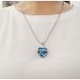 Crystal Glass Heart Shape Cremation Jewelry Memorial Urn Necklace for Ashes Carved Always In My Heart Stainless Steel Ashes Holder Pendant Keepsake with Free 21Chain Mini Funnel Fill Kit Gift (Blue)