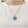 Crystal Glass Heart Shape Cremation Jewelry Memorial Urn Necklace for Ashes Carved Always In My Heart Stainless Steel Ashes Holder Pendant Keepsake with Free 21Chain Mini Funnel Fill Kit Gift (Blue)