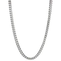 Mens Stainless Steel Thin Foxtail Chain Necklace - 4 MM Wide, 24 Inches Length with Lobster Clasp