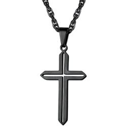PROSTEEL Minimalist Cross Necklace for Men Women, 316L Stainless Steel，Gold/Silver/Black/Rose Gold/Blue Tone, Hypoallergenic Jewelry, Customize Available, Come Gift Box