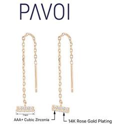 PAVOI 14K Gold Plated Sterling Silver Ball/Bar/Cuff Threader Earrings for Women in Rose Gold, White Gold and Yellow Gold
