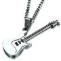 Reizteko Men Women Music Jewelry R&B Rock Electric Guitar Bass Pendant Necklace (stainless-steel)
