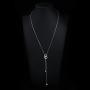 Long Necklace S925 Sterling Silver Tassel Round Ball Necklace for Women, 30 inches