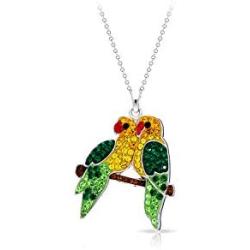 Crystal Scarlet Macaw Bird Parrot Pendant Necklace, Never Rust 925 Sterling Silver for Women, Girls & Teens, Natural & Hypoallergenic Chain with Free Breathtaking Gift Box for Special Moments of Love