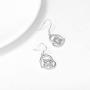 AOBOCO Sterling Silver Irish Celtic Earrings, Love Heart Dangle Drop French Hook Earrings with Crystals from Austria, Celtic Jewelry Irish Gifts for Women
