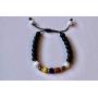 Handmade Bracelet from Medellin - Colombia Flag Colors - Cats eye gemstone and steel beads - Sliding Knot