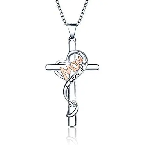 WINNICACA Sterling Silver Necklaces for Mother Cross/Infinity Circle/Heart Jewelry for Mom for Mom from Daughter Son WINNICACA Sterling Silver Necklaces for Mother Cross/Infinity Circle/Heart Jewelry for Mom for Mom from Daughter Son