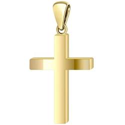 US Jewels Mens 14k Yellow Gold Christian Cross Pendant, 35mm