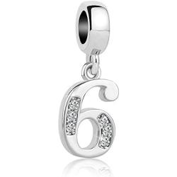 QueenCharms Clear Crystal 0-9 Number Charms Beads for Bracelets & Necklaces