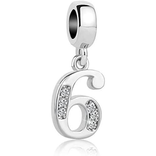 QueenCharms Clear Crystal 0-9 Number Charms Beads for Bracelets & Necklaces