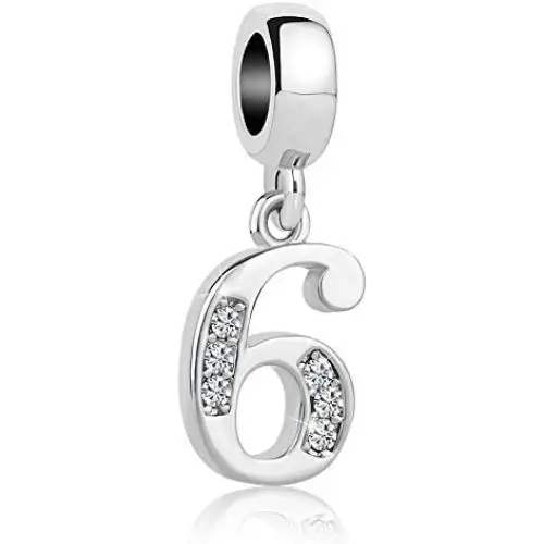 QueenCharms Clear Crystal 0-9 Number Charms Beads for Bracelets & Necklaces QueenCharms Clear Crystal 0-9 Number Charms Beads for Bracelets & Necklaces