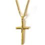 24K Gold Chain Style Cross Pendant Necklace Solid Clasp for Men,Women,Teens 24ct Thin for Charms Miami Cuban Link Diamond Cut Religious Beveled Edge