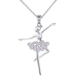 925 Sterling Silver Dancing Ballerina Dancer Ballet Dance Pendant Necklace/Stud Earrings Recital Gift for Teen Girls Women,18''