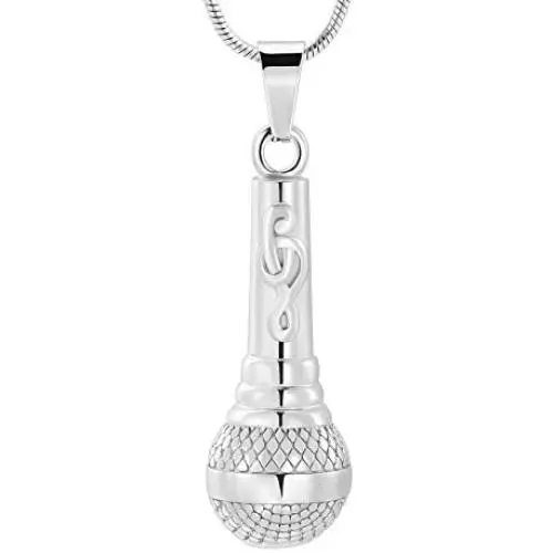 mingkejw Microphone Stainless Steel Cremation Jewelry for Ashes Urn Necklaces Keepsake Memorial Lockets Pendants for Human Ashes mingkejw Microphone Stainless Steel Cremation Jewelry for Ashes Urn Necklaces Keepsake Memorial Lockets Pendants for Human Ashes