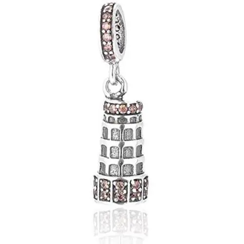 EVESCITY Limited Edition Swarovski Leaning Tower of Pisa Italy Travel 925 Sterling Silver Bead for Charms Bracelets Best Jewelry Gifts for Her EVESCITY Limited Edition Swarovski Leaning Tower of Pisa Italy Travel 925 Sterling Silver Bead for Charms Bracelets Best Jewelry Gifts for Her