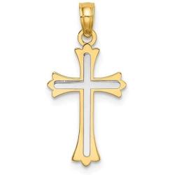 14k Solid Gold Boys & Girls Two Tone Cross Necklace 16''