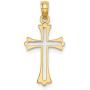 14k Solid Gold Boys & Girls Two Tone Cross Necklace 16''