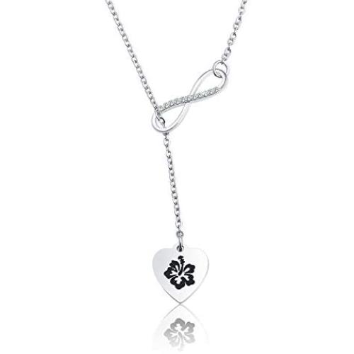 WUSUANED Ohana Means Family Hibiscus Flower Necklace Hawaiian Jewelry For Family Best Friends