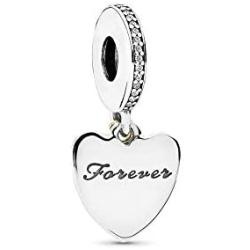 MiniJewelry I Love You Romatic Charm for Bracelets Love Herat You Me Forever Sterling Silver Charms for Women Wife Mom