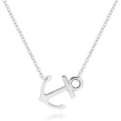 ELBLUVF 18k Silver Gold Rose Gold Plated Stainless Steel Women Sideways Anchor Pendant Necklace 18inches Choose Colors