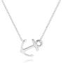 ELBLUVF 18k Silver Gold Rose Gold Plated Stainless Steel Women Sideways Anchor Pendant Necklace 18inches Choose Colors