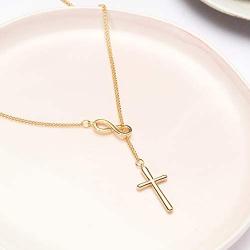 70th Birthday Gift Necklace: Birthday Present, Jewelry Gift For Her, 2 Infinity Cross (gold-plated-brass, NA)