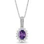 Sterling Silver Diamond and Oval Gemstone Halo Pendant Necklace (1/3 cttw, I-J Color, I2-I3 Clarity), 18''