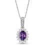Sterling Silver Diamond and Oval Gemstone Halo Pendant Necklace (1/3 cttw, I-J Color, I2-I3 Clarity), 18'' Sterling Silver Diamond and Oval Gemstone Halo Pendant Necklace (1/3 cttw, I-J Color, I2-I3 Clarity), 18''