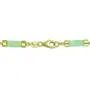 Asian Style Green Dyed Jade Bar Link Bracelet For Women 14K Gold Plated 925 Sterling Silver Asian Style Green Dyed Jade Bar Link Bracelet For Women 14K Gold Plated 925 Sterling Silver