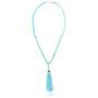 RIAH FASHION Bohemian Pendant Beaded Long Statement Necklace - Sparkly Crystal Bead Boho Teardrop, Natural Stone, Tassel Charm Wrap Lariat