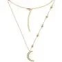 Savlano 14K Gold Plated Cubic Zirconia Round Cut Moon & Stars 18 Inches Pendant Chain Necklace for Women & Girls
