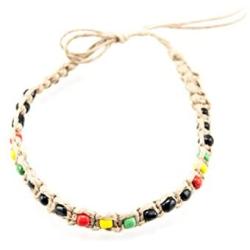 BlueRica Hemp Anklet Bracelet with Rasta Beads