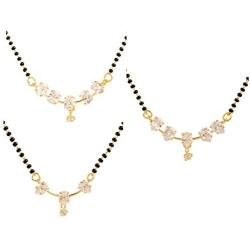 Efulgenz Indian Bollywood Traditional Gold Plated American Diamond CZ Mangalsutra Pendant Necklace Jewelry for Women