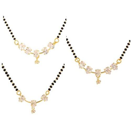 Efulgenz Indian Bollywood Traditional Gold Plated American Diamond CZ Mangalsutra Pendant Necklace Jewelry for Women