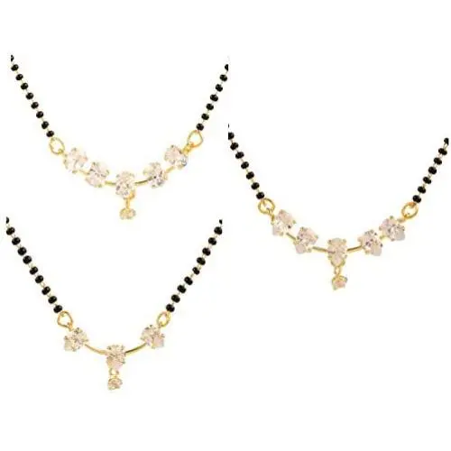 Efulgenz Indian Bollywood Traditional Gold Plated American Diamond CZ Mangalsutra Pendant Necklace Jewelry for Women Efulgenz Indian Bollywood Traditional Gold Plated American Diamond CZ Mangalsutra Pendant Necklace Jewelry for Women