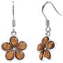 Sterling Silver Koa Wood Plumeria Hook Earrings