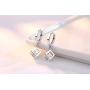 Crystalline Azuria White Zirconia Crystals Cube Set Pendant Necklace 18'' Dangle Earrings 18 ct White Gold Plated