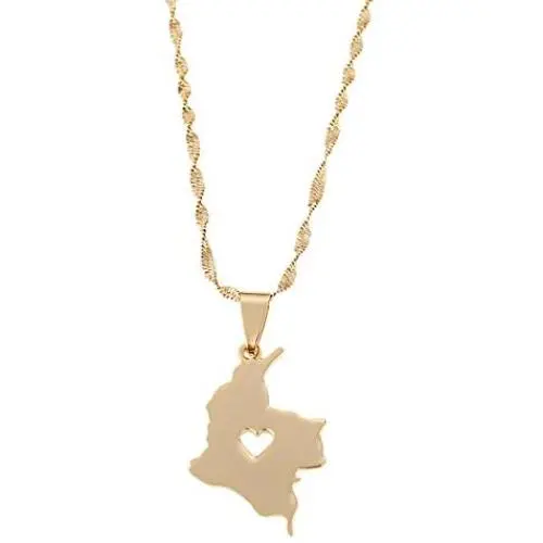 Colombia Map Pendant Necklace for Women Gold Color Jewelry Map of Colombian Jewelry Colombia Map Pendant Necklace for Women Gold Color Jewelry Map of Colombian Jewelry