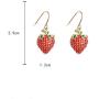 Cute Red Strawberry Dangle Earrings Sweet Fruit 3D Strawberry Drop Earrings for Woman Girl Teens