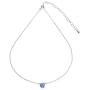 Sterling Silver Nice Blue Solitaire Choker Necklace Made with Swarovski Crystal