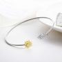GOXO Boho Sterling Silver Golden Sunflower Cuff Adjustable Bracelet for Women Girls