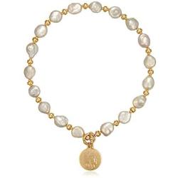 Pearl Necklace with Gold Coin Figure Pendant Irregular Pearls Choker for Women/Man Jewelry