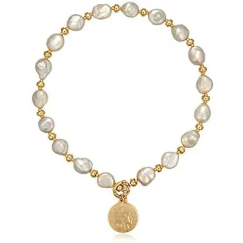 Pearl Necklace with Gold Coin Figure Pendant Irregular Pearls Choker for Women/Man Jewelry