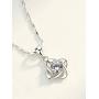 PAPUKA 925 Sterling Silver Four Leaf Clover Pendant Necklace for Women Girls,5A Cubic Zirconia Christmas Fashion Jewelry Gift Birthday Gift for Mom Women Wife Girls Her