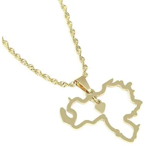 Stainless Steel Venezuela Map Pendant Necklace Venezuelan Jewelry (Gold) Stainless Steel Venezuela Map Pendant Necklace Venezuelan Jewelry (Gold)