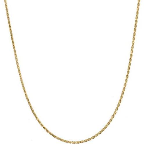 18K Gold Flashed Sterling Silver 1.6mm Italian Rope Chain Necklace, Choice of 14'' 16'' 18'' 20'' 22'' 24'' 30'' inch