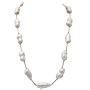 JYX Pearl Tin Cup Station Necklace White Baroque Freshwater Cultured Pearl Necklace